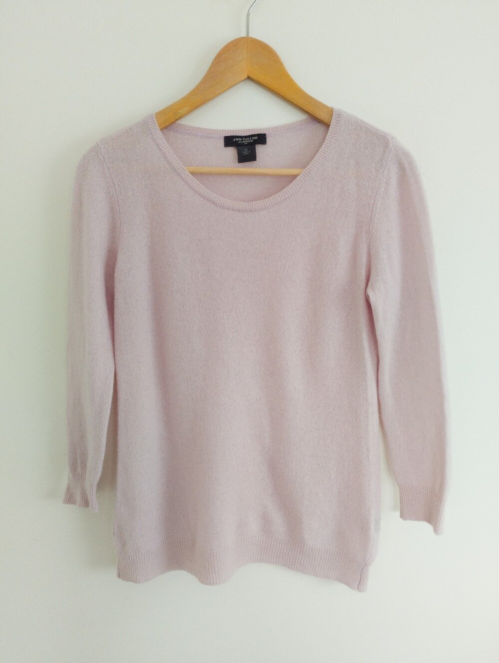 Ann Taylor 100% Cashmere Scoop Neck Sweater Light Powder Pink Medium